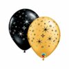 Black and Gold Sparkle Swirl Latex Balloons